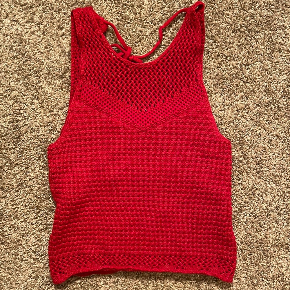 Hollister red crochet top